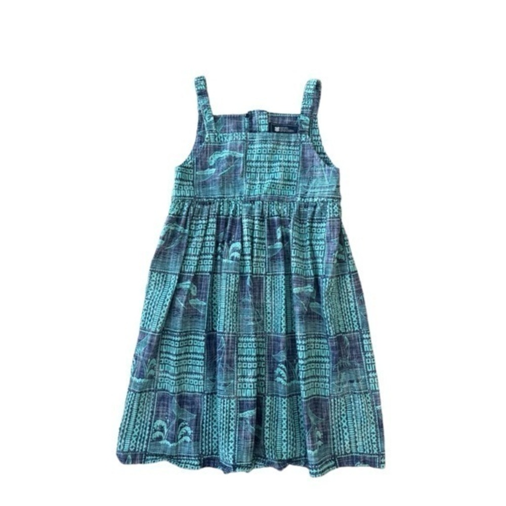 Reyn Spooner‎ Hawaiian Blue Print Girls Cotton Casual Dress 6